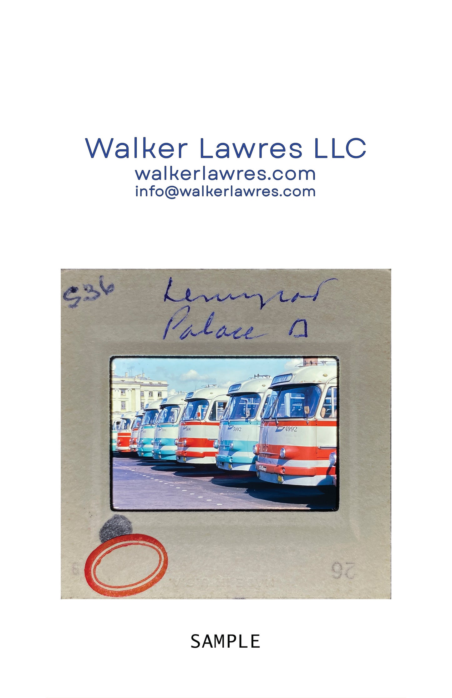 Untitled, Buses parked at Peterhof Palace, Leningrad, Russia, 1974 (WL00194: Series of 15)