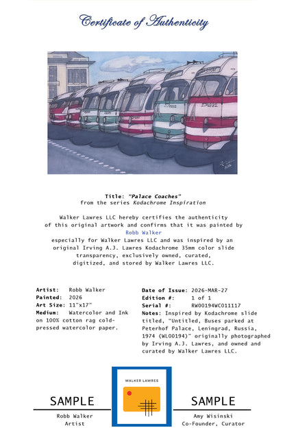"Palace Coaches", 2026, Original Watercolor by Robb Walker, 20"x27" Framed (RW00194WC011117)