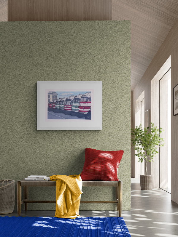 "Palace Coaches", 2026, Original Watercolor by Robb Walker, 20"x27" Framed (RW00194WC011117)