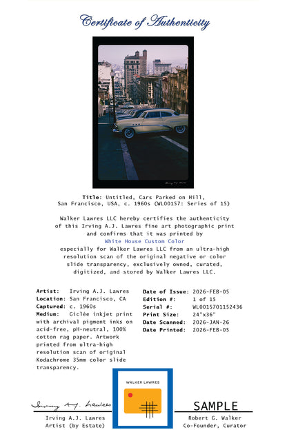 Untitled, Cars Parked on Hill, San Francisco, USA, c. 1960s (WL00157: Series of 15)