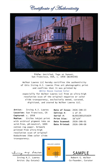 Untitled, Tugs at Sunset, San Francisco, USA, c. 1958 (WL00158: Series of 25)