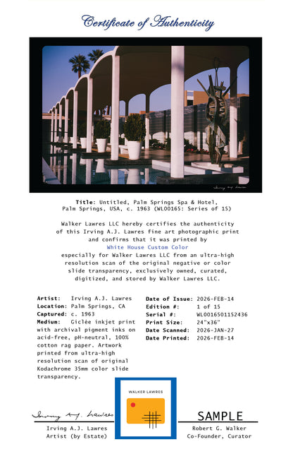 Untitled, Palm Springs Spa & Hotel, Palm Springs, USA, c. 1963 (WL00165: Series of 15)