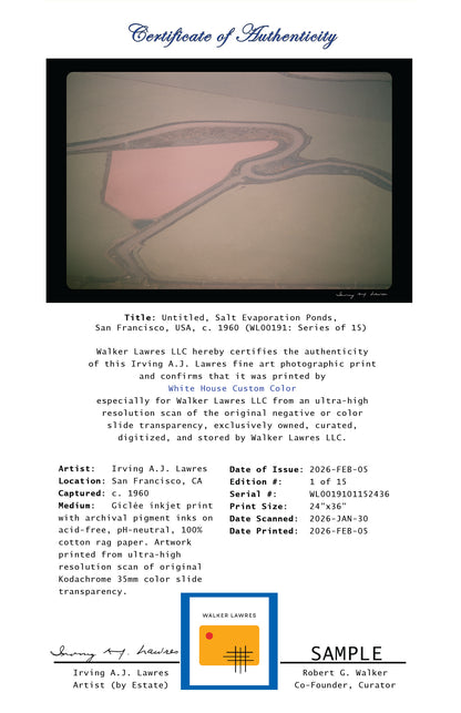 Untitled, Salt Evaporation Ponds, San Francisco, USA, c. 1960 (WL00191: Series of 15)