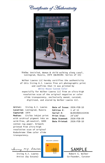 Untitled, Woman & child walking along canal, Leningrad, Russia, 1974 (WL00196: Series of 15)